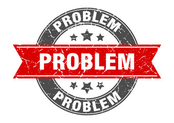 problem round stamp with ribbon. label sign