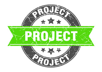 Fototapeta premium project round stamp with ribbon. label sign