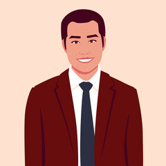 Portrait of an Asian businessman. Man's business suit with a tie