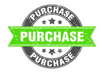 purchase round stamp with ribbon. label sign