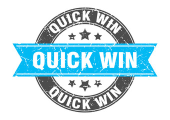 quick win round stamp with ribbon. label sign