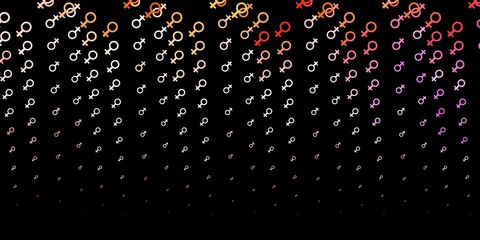 Dark Pink, Yellow vector backdrop with woman's power symbols.