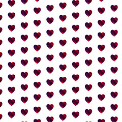 Valentine's day Pattern. Maroon watercolor Hearts on white background