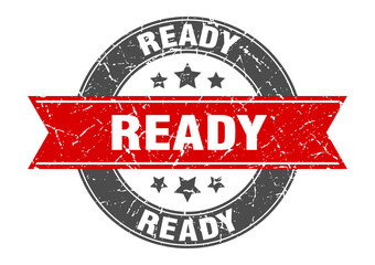 ready round stamp with ribbon. label sign