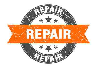 repair round stamp with ribbon. label sign