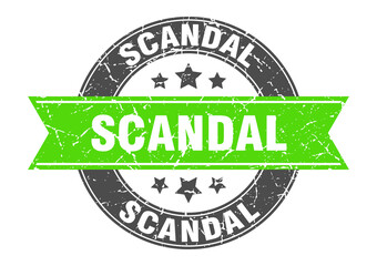scandal round stamp with ribbon. label sign