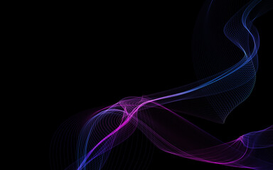 Dark abstract background with a glowing abstract waves
