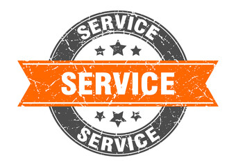 service round stamp with ribbon. label sign
