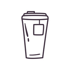 tea mug with bag line style icon vector design