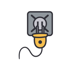 plug and power outlet line and fill style icon vector design