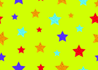 Colorful glitter stars background. Seamless vector illustration. Use for printing, posters, T-shirts, textile drawing, wrapping, print pattern. 