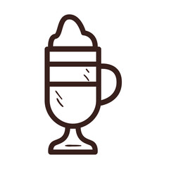 coffee glass cup with cream line style icon vector design