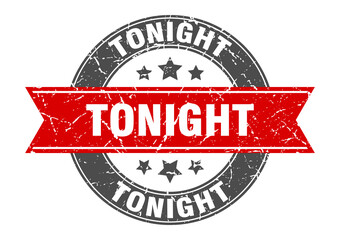 tonight round stamp with ribbon. label sign