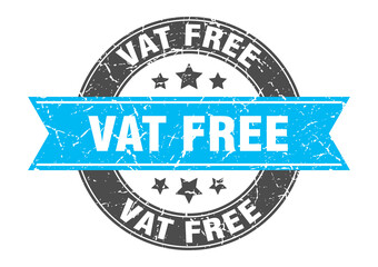 Fototapeta premium vat free round stamp with ribbon. label sign