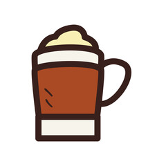coffee mug with cream line and fill style icon vector design