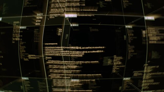 Abstract system error of programming code, computer crash. Animation. Display of computer that is going to explode, failure in programming, seamless loop.