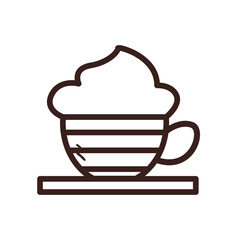 coffee striped cup with cream line style icon vector design