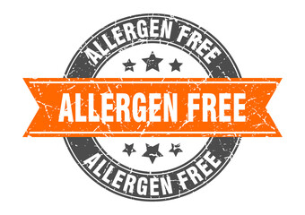 allergen free round stamp with ribbon. label sign