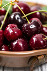 Cherries Background. Sweet Black and Red Cherries. Selective focus.
