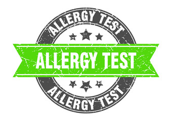 allergy test round stamp with ribbon. label sign