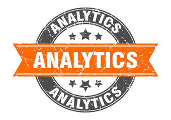 analytics round stamp with ribbon. label sign