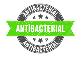 antibacterial round stamp with ribbon. label sign