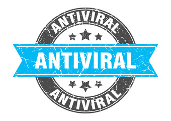 antiviral round stamp with ribbon. label sign