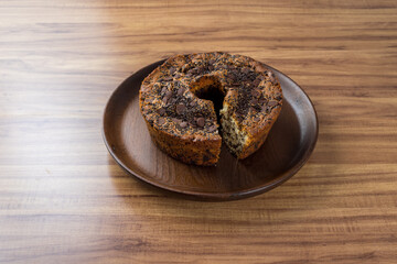 Traditional Brazilian cake called Bolo Formigueiro. Brazilian chocolate cake. Homemade cake