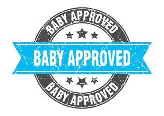 baby approved round stamp with ribbon. label sign