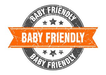 baby friendly round stamp with ribbon. label sign