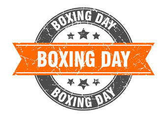 boxing day round stamp with ribbon. label sign