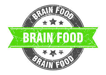 Obraz premium brain food round stamp with ribbon. label sign