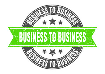 business to business round stamp with ribbon. label sign