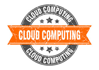 cloud computing round stamp with ribbon. label sign