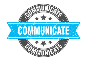 communicate round stamp with ribbon. label sign