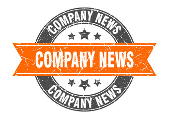 company news round stamp with ribbon. label sign
