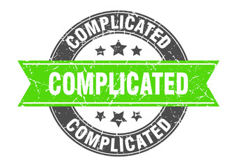 complicated round stamp with ribbon. label sign