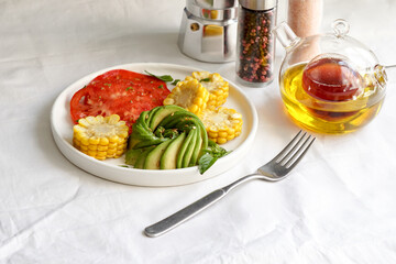 breakfast -  tomatoes,  avocado rose