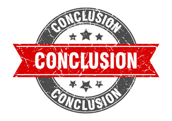 conclusion round stamp with ribbon. label sign
