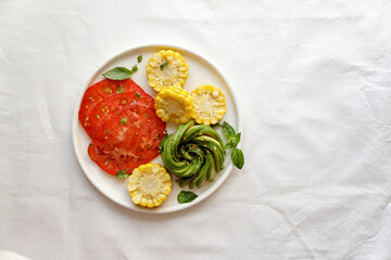 breakfast -  tomatoes,  avocado rose