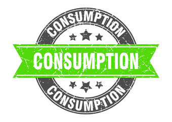consumption round stamp with ribbon. label sign