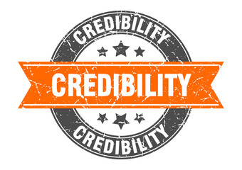 credibility round stamp with ribbon. label sign