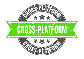 cross-platform round stamp with ribbon. label sign