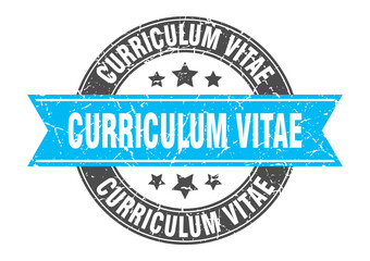 curriculum vitae round stamp with ribbon. label sign