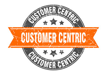 customer centric round stamp with ribbon. label sign