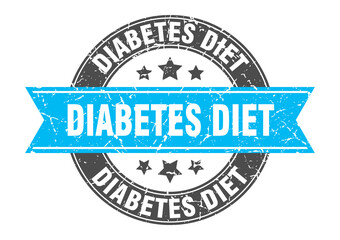 diabetes diet round stamp with ribbon. label sign