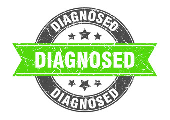 Obraz premium diagnosed round stamp with ribbon. label sign