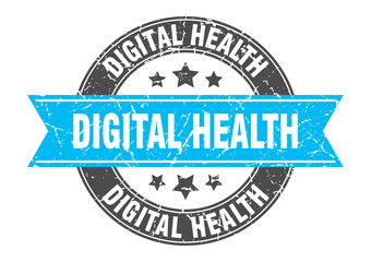 Fototapeta premium digital health round stamp with ribbon. label sign