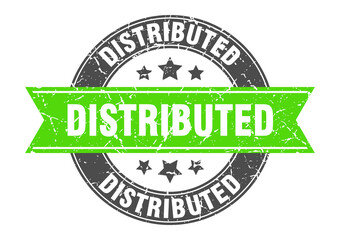 distributed round stamp with ribbon. label sign