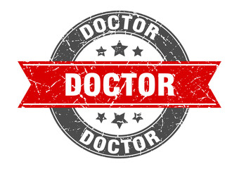 doctor round stamp with ribbon. label sign